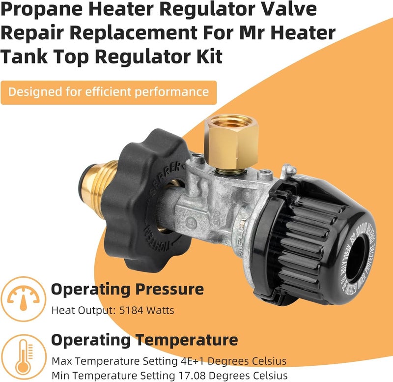 ArrogantF Propane Heater Regulator Valve Compatible with Mr. Heater Tank Top Heater MH15T, MH15TS, MH30T, MH30TS, MH45T, MH24T, Regulator Knob Also fit for SunRite Tank Top Heater SRC15T, SRC30T Portable Heater - Image 2